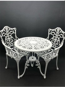 Resim Aluminyumdokumcu Döküm 2 Sandalye Kollu 1 Masa Kıvırcık 