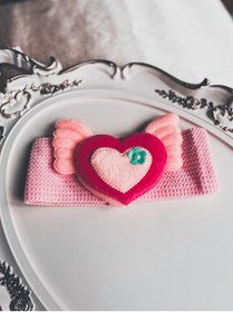 Resim Femine Çocuk Bebek Kalp Figürlü Bandana - Saç Bandı - Saç Bandana 