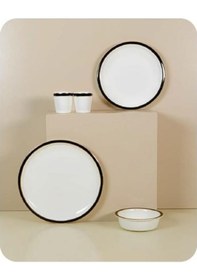 Resim Evaliza Alaia Black Gold Line 2mm 12 Kişilik 60 Parça Porselen Yemek Takımı 