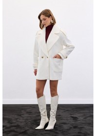 Resim Sateen Buklet Kısa Kaban - Ekru-136599 Ekru 