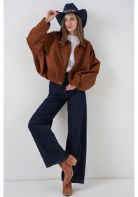 Resim Bigdart Kadın Oversize Süet Ceket 1055 - Y.Kiremit 