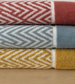 Resim İpliği Boyalı Zikzak Çizgili Desenli Banyo Havlusu-%100 Pamuk Terra 