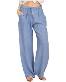 Resim Açık Mavi Yazlık Kadın Pantolon Büyük Beden Bol Günlük Pantolon Açık Mavi 