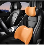 Resim Elmpaly Turuncu Araç Baş Ve Bel Yastığı Seti Uzun Yol Konforu Evrensel Otomobil Suv 