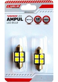 Resim Carub Ampul Sofit 12v 4 Smd 15w Metal 31mm Plaka Oto İç Aydınlatma Lambası Beyaz 2li Set Br0402213 