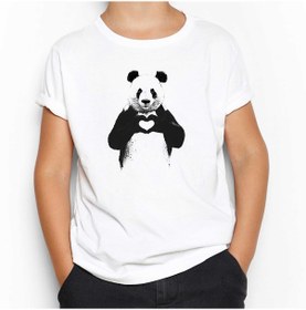 Resim Panda Love Siyah Çocuk Tişört 