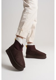 Resim Nadia Kadın Acı Kahve Kışlık İçi Kürklü Kalın Taban Bot Kahve 