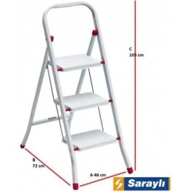 Resim Kaia Life Saraylı Pratik Metal Merdiven Beyaz 3 Basamaklı 
