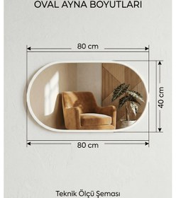 Resim Oval Aynalı Geniş Şifonyer 8 Çekmeceli Ahşap Ayaklı Beyaz 