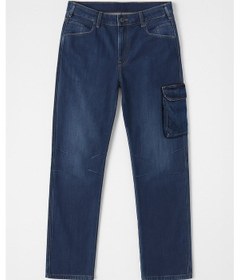 Resim Erkek Regular Fit Kargo Cepli Jean Pantolon Koyu Mavi 