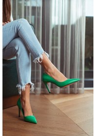 Resim Melody Yeşil Mat Sivri Burun Kadın Stiletto Yeşil 