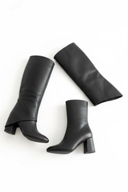 Resim DURUNUN BUTİĞİ Rapit Siyah Cilt Tak-Çıkar Konçlu (8 cm Topuk Boyu ) Günlük Kullanım Bot Ve Çizme 