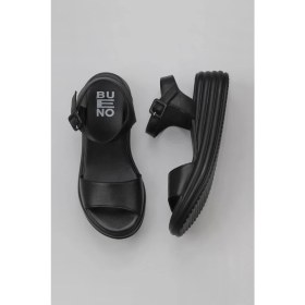 Resim Bueno Shoes Siyah Deri Kadın Dolgu Topuklu Sandalet 01WY5700 01WY5700 