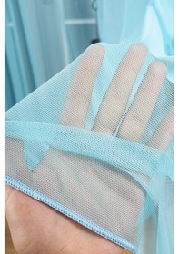 Resim Turkuaz Grek Tül Perde Petek Zemin 