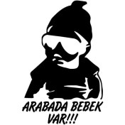 Resim Arabada Bebek Var Cool Sticker Oto Motor Laptop Duvar Folyo Sticker 30 x 45 cm 