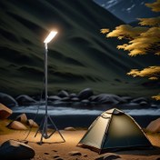 Resim Ayarlanabilir LED Kamp Lambası Standı ile - Taşınabilir USB Güçlü Çalışma Lambası Açık Kamp, Barbekü, Gece Balıkçılığı ve Acil Aydınlatma için (Pil Dahil Değil) 