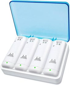Resim TechKen Wii denetleyicisi için şarj istasyonu 4 şarj edilebilir pil ile 2800 mAh paketleri ve USB kablosu Nintendo Wii uzaktan kumandaları ile uyumlu 