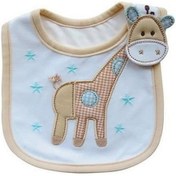 Resim 3 Katmanlı Su Geçirmez Zürafa Desenli Pamuk Bebek Önlüğü Mavi 