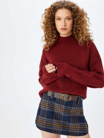 Resim Yarım Balıkçı Yaka Uzun Kollu Oversize Triko Kazak 