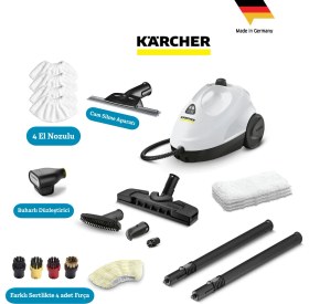 Resim Karcher Kst 2 Pro Set 1500W 3.2 Bar Yüksek Basınçlı Buharlı Temizlik Makinesi- Beyaz Ev ve Ofis Tipi Hijyenik Zemin Temizleyici - Kimyasalsız Temizlik %99.99 Bakteri Öldürücü Etkili 