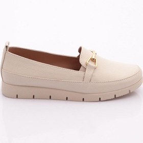 Resim Dgn 2274-4 Kadin Aksesuarli Loafer Ayakkabi Bej Floater 