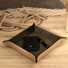 Resim Onywatch Gerçek Deri Vale Tepsi Set Valet Tray Saat Saklama Kutusu Çoklu Rolex Kutusu Ofis Düzenleyici Ofis Organizer Watch Box Yatakbaşı Tepsisi 