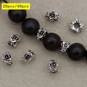 Resim Sevgililer Günü 20/40 adet Moda Retro Gül Yuvarlak Gevşek Boncuklar Bilezik Kolye Boncuk Ayracı DIY Takı Süsleme Boncukları 