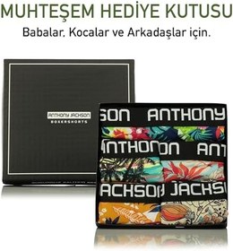 Resim Anthony Jackson Likralı 5'li-3'lü Kutu Desenli Premium Erkek Boxer Palm Horizon 