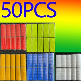 Resim 10/50 adet Yansıtıcı Etiketler - El İşleri, DIY, Güvenlik, Etkinlikler için Parlak Yüzeyli Çok Renkli Plastik Reflektif Levhalar - Hava Koşullarına Dayanıklı ve Kalın Yapışkanlı Çıkartmalar 