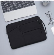 Resim Laptop Çantası 13.3 15.6 14 İnç Su Geçirmez Dizüstü Bilgisayar Çantası Kol Black 12 İnch Arka Kapak 