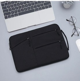 Resim Laptop Çantası 13.3 15.6 14 İnç Su Geçirmez Dizüstü Bilgisayar Çantası Kol Black 12 İnch Arka Kapak 