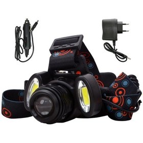 Resim Ht-405 Şarjlı Kafa Feneri 3lü Sellektörlü Kafa Lambası Siyah 