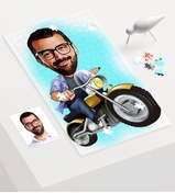 Resim Bk Gift Kişiye Özel Bay Motorcu Karikatür 240 Parça A3 Puzzle - 1 