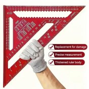 Resim Willowhaven Ldq Hassas Alüminyum Üçgen Cetvel 7in Kırmızı Serit Kenar Paslanmaz Kaymaz 