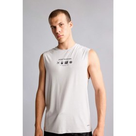 Resim DeFacto Boxy Fit Baskılı Bisiklet Yaka Sporcu Açık Gri Atlet E7517AX26SM 
