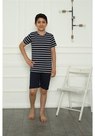 Resim Akbeniz Erkek Çocuk Penye Şortlu Pijama Takım 20394 Lacivert 