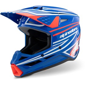 Resim Alpinestars SM3 Youth Wurx Off-Road Çocuk Genç Motosiklet Kaskı Mavi Beyaz Kırmızı 