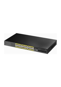 Resim Cudy GS5024PS4 4SPF USB+ RJ45 2 Consol 24port Gigabit l3 400 W Poe+ Yönetilebilir Metal Rack Mount Switch 