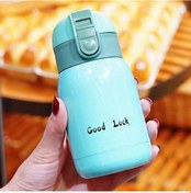 Resim Xuweiwei 1-pack 6.76oz Mini Paslanmaz Çelik Termos - Taşınabilir "good Luck" Baskılı Sızdırmaz Kahve Termosu 