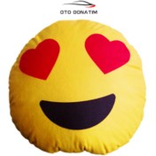 Resim OTODONATIM Kalp Emojili Dekor Yastık 25x25 CM 