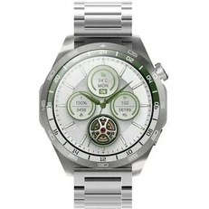 Resim Wearfit Pro Gt4 Max Gümüş Yuvarlak Spor Akıllı Saat 3 Kordonlı Çelik, Deri ve Silikon Kordon Huawei Samsung Apple iPhone 