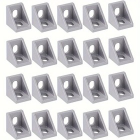 Resim 10 adet 2020 Serisi Açı Parantezi - Sağ Açı 2-Delik, Alüminyum Alaşım, 20x20mm Ekstrüde Profiller için 6.5mm Yuvalar, Dayanıklı Endüstriyel Donanım Bağlantı Elemanları, İnşaat & DIY Projeleri için İdeal, Çeşitli Modeller için Uygun, Profesyoneller & Hobiler için 