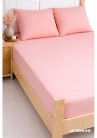 Resim More Home Çift Kişilik Lastikli Çarşaf Seti + 2 Yastık Kılıfı 180 Somon 