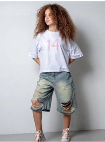 Resim Zekids Kız Çocuk 14 Lıfe Yazılı Pamuklu Tshirt-15795 Beyaz 