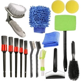 Resim Parallax 16PCS Araba Bakım Fırça Kiti Detaylandırma Fırçaları Tekerlek Lastik Fırçası Buz Saha Eldivenleri Kirli Toz Temiz Araba Yıkama Temizleme Araçları Seti (Yurt Dışından) 