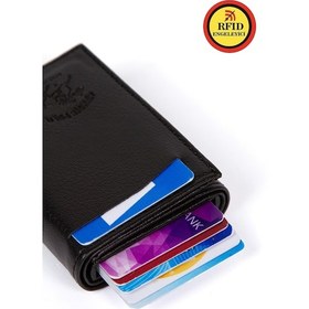 Resim Newish Polo Erkek Mekanizmalı Cüzdan Ve Hakiki Deri Çelik Kasalı Omuz Ve El Çantası - New137 - Siyah - Antrasit 