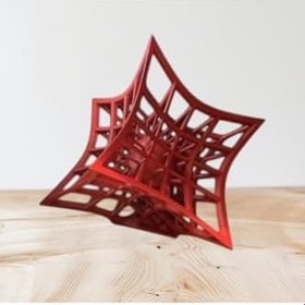 Resim hivhestın Modern Geometrik Dekoratif Heykel - 3D Baskı Sanat Eseri Kırmızı 