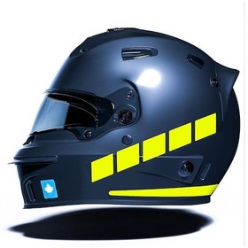 Resim Şerit Tasarımlı Floresan Sarı Motosiklet Kask Sticker Çınar Extreme 