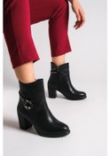 Resim Edna Fermuarlı Ortopedik Taban Taşlı Topuklu Kadın Bot Cst - Siyah Siyah 