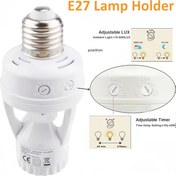 Resim 1 adet/2 adet Akıllı Hareket Sensörlü Işık Anahtarı - E27 Taban, 85-265V, Ayarlanabilir Lux & Zaman Gecikme Kontrollü PIR Dedektör, Herhangi Bir Ortamda Verimli Aydınlatma Kontrolü için Kızılötesi Sensör Tutucu, Otomatik Işık Kontrolü | Şık Beyaz Tasarım | Metalik Sensör Kaplama 